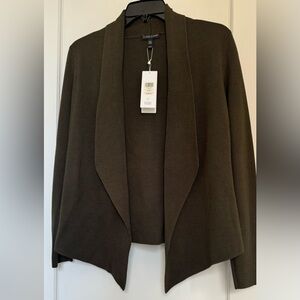 Shawl collar jacket in rich olive color
